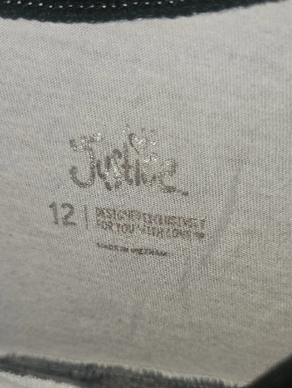 Justice Black & Gray Long Sleeve Tee with Rainbow Script Logo Size 12